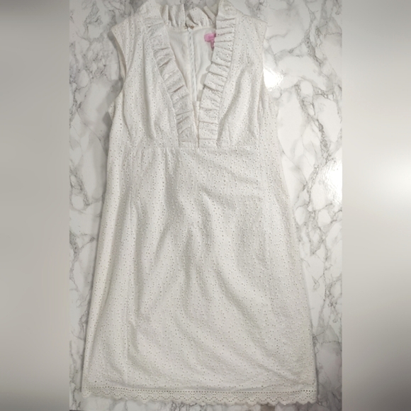 Lilly Pulitzer Dresses & Skirts - Lilly Pulitzer Tilsbury Dress In White Eyelet Lace Size 8